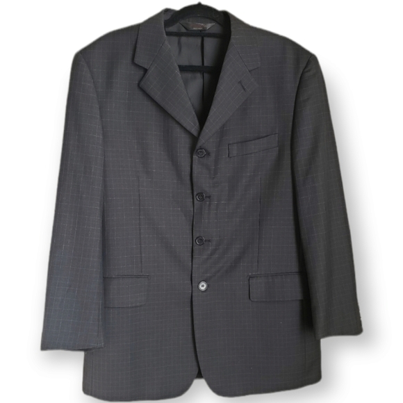 mens PALLINI black 4 button windowpane suit‎ sz 40R - Picture 1 of 13
